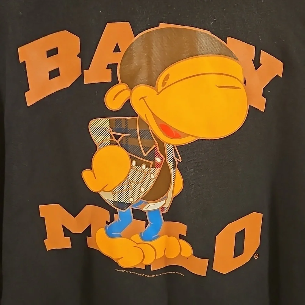 A BATHING APE BAPE Hoodie Sweatshirt ~ Black with Baby Milo Graphic Small